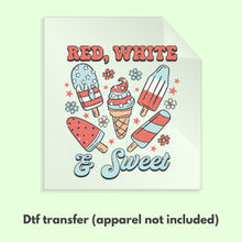 Load image into Gallery viewer, Retro 4th of July Ready to Press DTF Transfer, Patriotic DTF Transfers, Red White and Sweet DTF Transfer, Fourth of July Apparel dtf D0003
