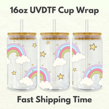 Load image into Gallery viewer, Rainbows Stars 16oz UVDTF Cup Wrap, UV DTF Transfers, Retro Cup Wrap Transfers, Ready to Ship uvdtf 0010

