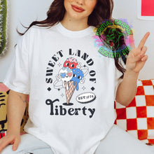 Load image into Gallery viewer, Sweet Land of Liberty 4th of July Retro DTF Transfer Ready to Press DTF Transfer Patriotic Summer dtf apparel transfer D0032
