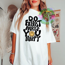 Load image into Gallery viewer, Ready to Press Do What Makes You Happy Retro Smiley DTF Transfer Retro Aesthetic Trendy DTF Transfer Apparel Transfer Tshirt Transfer D0044
