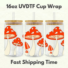 Load image into Gallery viewer, Mushrooms 16oz UVDTF Cup Wrap, UV DTF Transfers, Boho Cup Wrap Transfers, Ready to Ship uvdtf 0006
