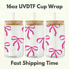 Load image into Gallery viewer, Pink Bows 16oz UVDTF Cup Wrap, Coquette UV DTF Transfers, Cup Wrap Transfers, Ready to Ship uvdtf 0012
