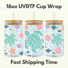 Load image into Gallery viewer, Turtle Summer 16oz UVDTF Cup Wrap *Physical Transfer* UV DTF Transfers, Summer Cup Wrap Transfers, Ready to Ship uvdtf 0022
