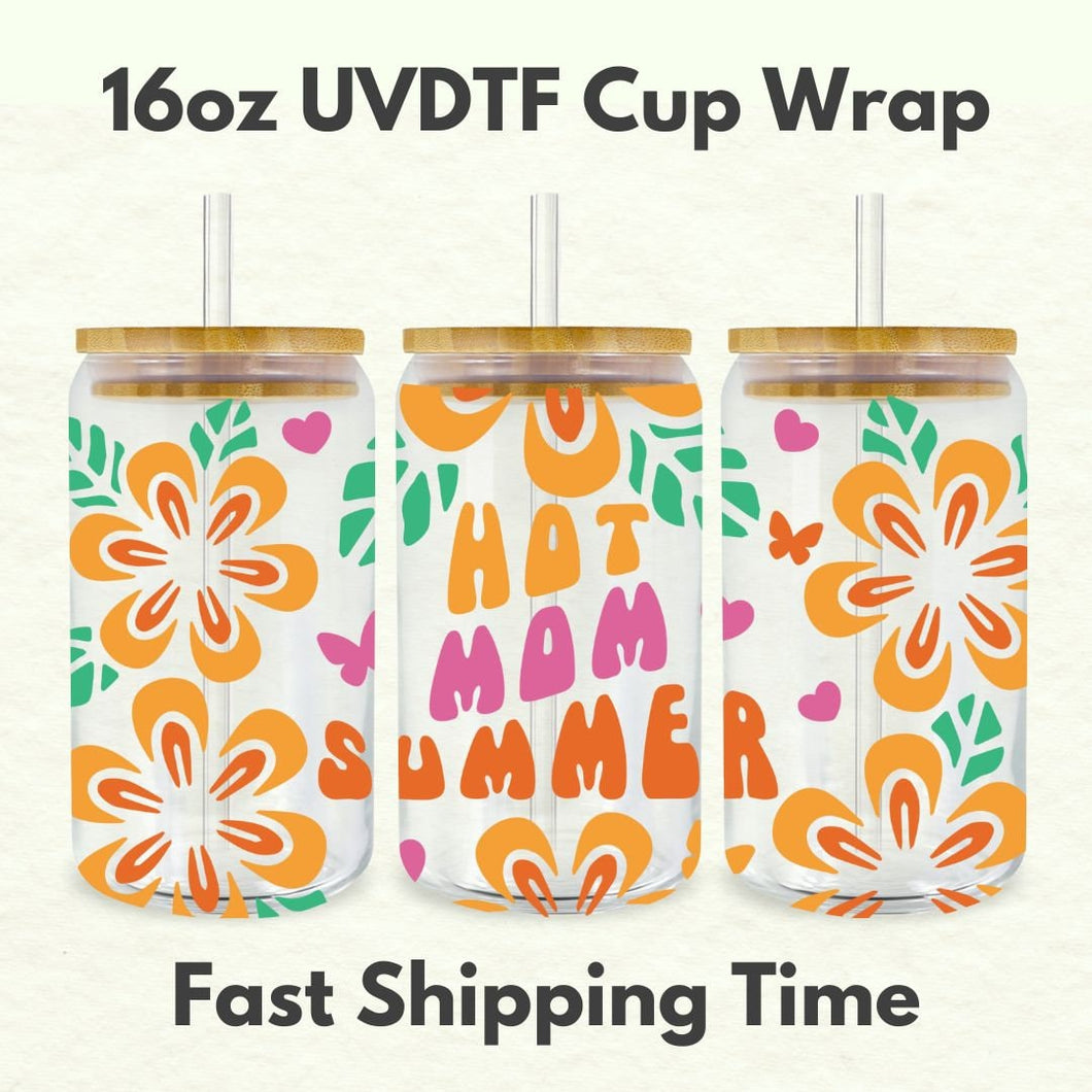 Hot Mama Summer 16oz UVDTF Cup Wrap *Physical Transfer* UV DTF Transfers, Summer Cup Wrap Transfers, Ready to Ship uvdtf 0019