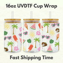 Load image into Gallery viewer, Summer Beach Vacation 16oz UVDTF Cup Wrap *Physical Transfer* UV DTF Transfers, Beach Cup Wrap Transfers, Ready to Ship uvdtf 0017
