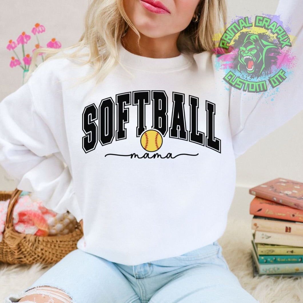 Softball Mama Retro DTF Transfer | Mama DTF Transfer | Softball DTF Transfer | Ready to Press Transfer D0017