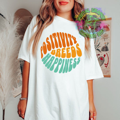 Ready to Press Positivity Feeds Happiness Retro Groovy DTF Transfer Retro Aesthetic Trendy DTF Transfer Apparel Transfer D0087