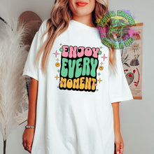 Load image into Gallery viewer, Ready to Press Enjoy Every Moment Retro Groovy DTF Transfer Retro Aesthetic Trendy DTF Transfer Apparel Transfer D0090
