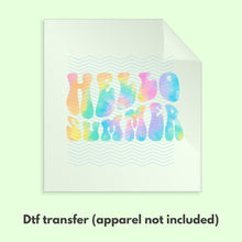 Load image into Gallery viewer, Hello Summer Tie Dye DTF Transfer Ready to Press Tshirt Transfer Summer DTF Transfer Summer Shirt Transfer DTF Transfer D0026
