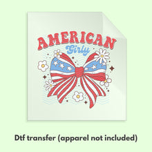 Load image into Gallery viewer, Coquette 4th of July DTF Transfer Ready to Press DTF Transfer America Girly Bow Retro 4th of July Tshirt Transfer D0037
