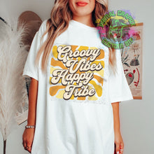 Load image into Gallery viewer, Ready to Press Groovy Vibes Happy Trive Retro Groovy DTF Transfer Retro Aesthetic Trendy DTF Transfer Apparel Transfer D0086
