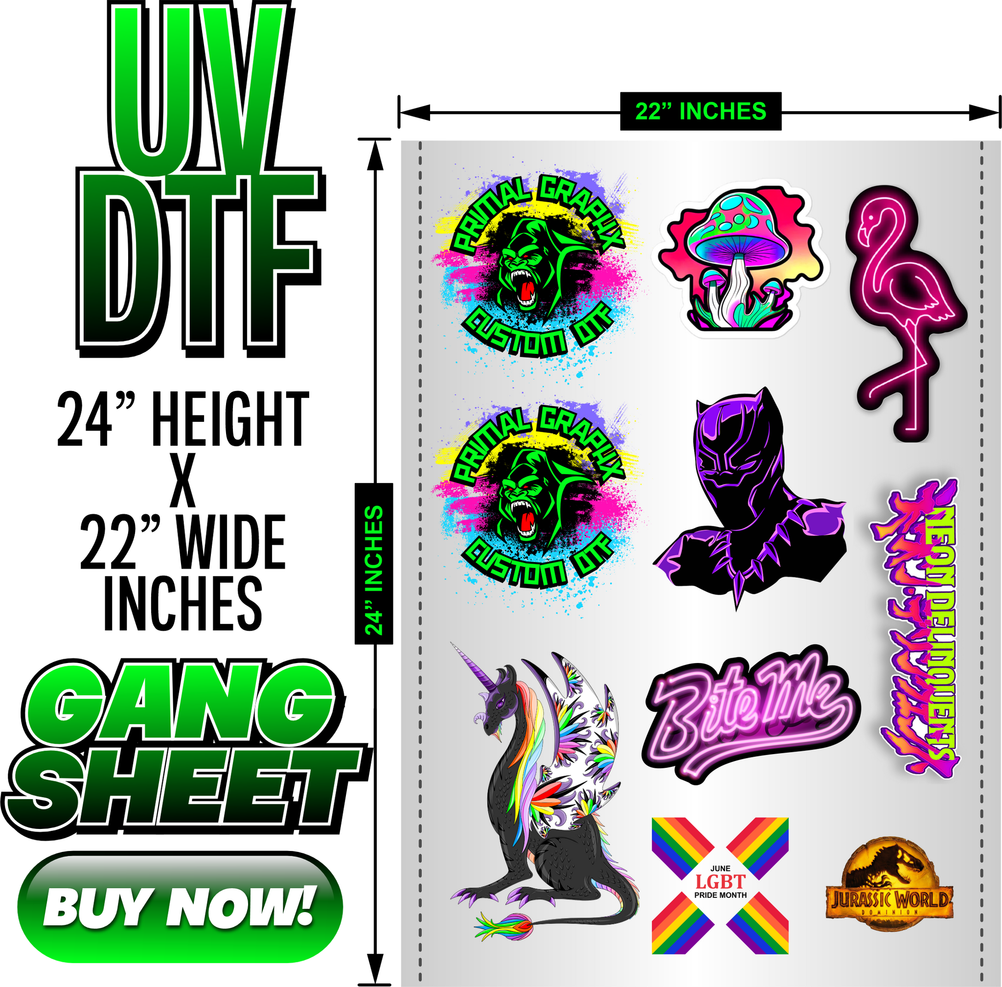 Custom UV DTF Gang Sheet, Decals, Stickers, UV DTF Transfers, Superior –  julieluxe
